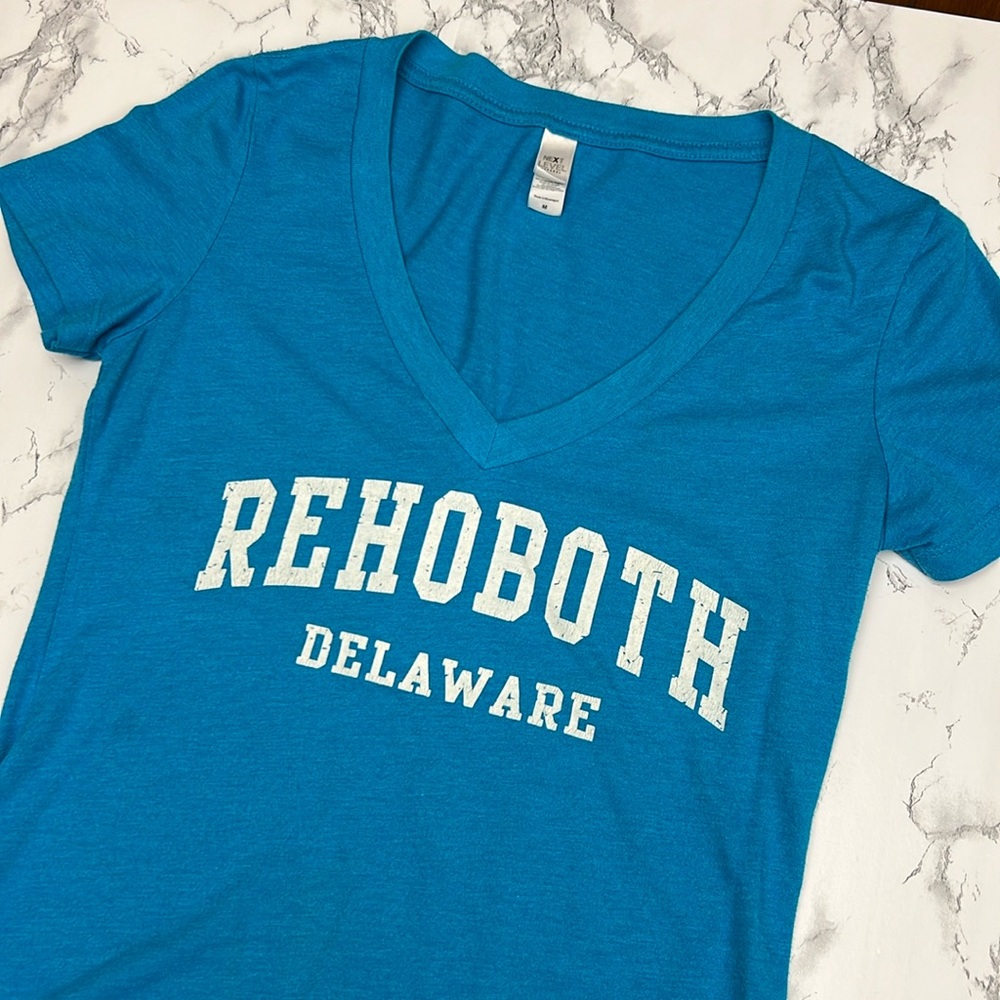 Rehoboth Beach Blue V-neck Women's Tee Shirt Medium - 1094
